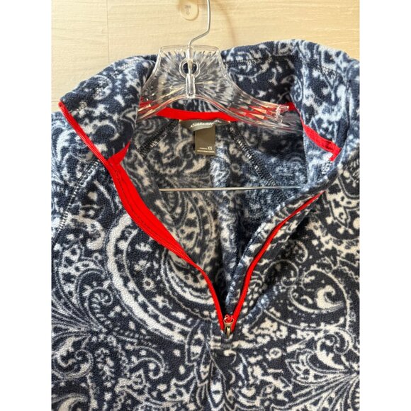 Eddie Bauer Womens XS Blue‎ & White Paisley Fleece Pullover Half-Zip Jacket With - Picture 8 of 10